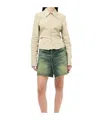 Our Legacy Malibu Skirt With Pockets And Frayed Hem In Nude