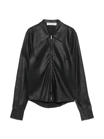 Our Legacy Slim-fit Zip-up Shirt In Black