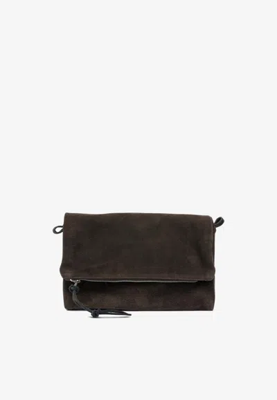 Our Legacy Small Necessity Suede Shoulder Bag In Brown