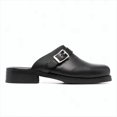Our Legacy Smooth Calf Leather Mule Shoes In Black