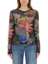 Our Legacy Super Slim Long Sleeve Printed Mesh Top In Multicolour
