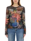Our Legacy Super Slim Long Sleeve Printed Mesh Top In Multicolour
