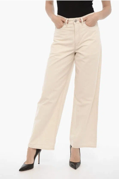 Our Legacy Solid Color Wide-leg 5 Pockets Pants In Beige