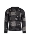 Our Legacy Patchwork Design Black Sweater With Round Neckline In Black
