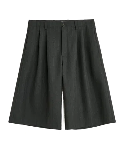 Our Legacy Split Pinstripe Shorts In Black