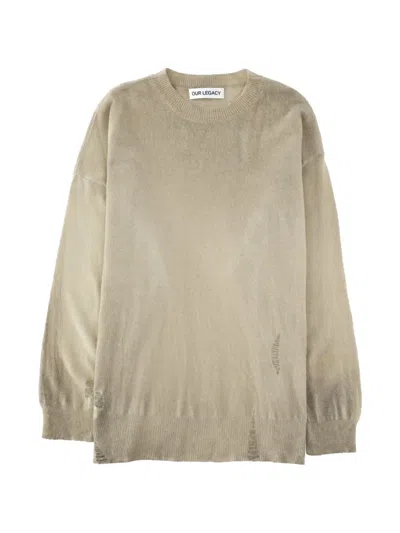 Our Legacy Slant Knit Moss Spray Dye Cherub Wool In Brown