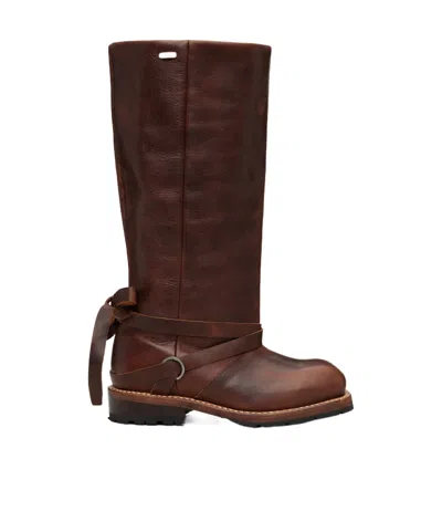 Our Legacy Square-toe Leather Boots In Brown