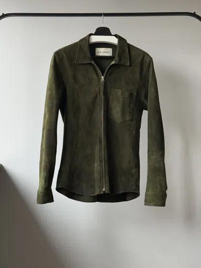 Pre-owned Our Legacy Ss16 - Army Green Suede Zip Shirt Leather Jacket