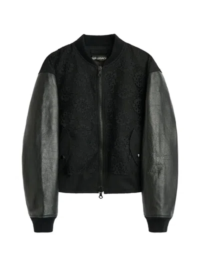 Our Legacy Stage Lace-panelled Bomber Jacket In Black