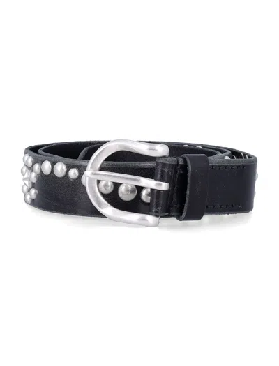 Our Legacy Unisex Leather Belt With Distinctive Design In Black