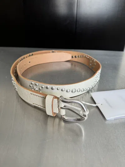 Pre-owned Our Legacy Star Fall Belt Studded Cracked Leather In White