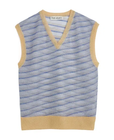 Our Legacy Static Stripes Knitted Vest In Gray