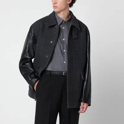 Our Legacy Still Check Jacket In Wool And Leather In White