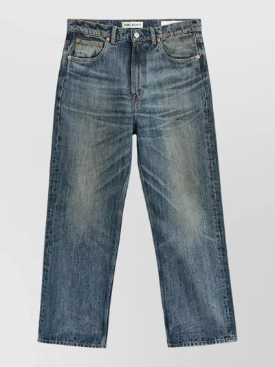 Our Legacy Straight Leg Faded Wash Five Pocket Trousers In Blue