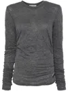 Our Legacy Gray Strain Slim Longsleeve T-shirt In Anthracite Crinkle Gauze