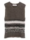 Our Legacy Pleaser Striped Mohair And Wool-blend Tank In Gray