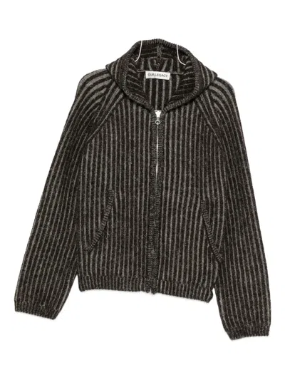 Our Legacy Striped Knitted Hoodie In Brown