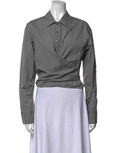 Pre-owned Our Legacy Striped Long Sleeve Button-up Top In Grey