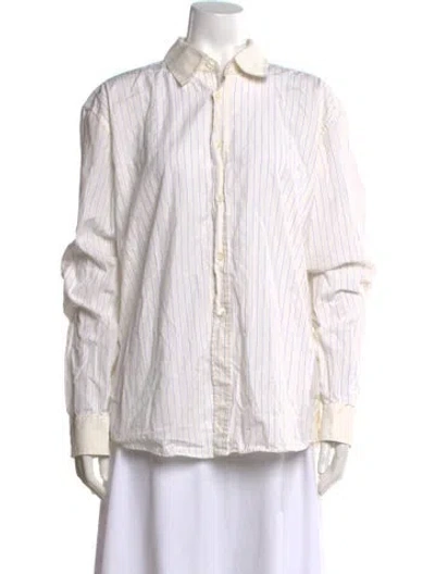 Pre-owned Our Legacy Striped Long Sleeve Button-up Top In White