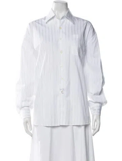 Pre-owned Our Legacy Striped Long Sleeve Button-up Top In White