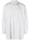 Our Legacy White Vertical Stripe Popover Shirt In Weiss