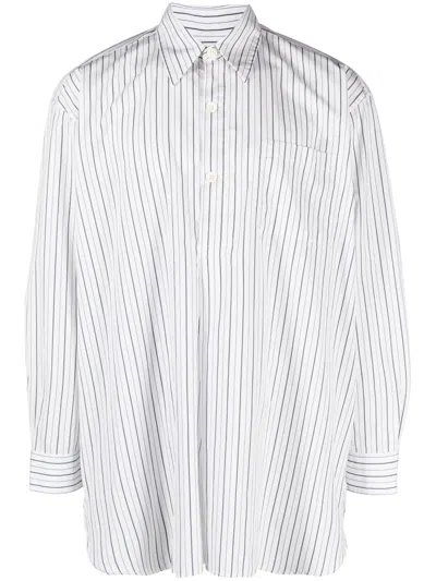 Our Legacy White Vertical Stripe Popover Shirt