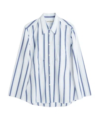 Our Legacy Striped Long-sleeved Shirt In White