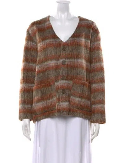 Pre-owned Our Legacy Striped V-neck Sweater In Brown