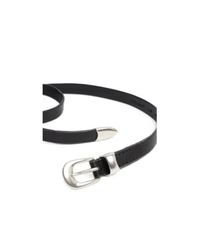 Our Legacy Stylish Belt With Thin Strap And Oval Buckle In Black