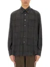 Our Legacy Subtle Checkered Long-sleeve Shirt With Classic Collar In Black