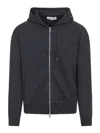 Our Legacy Zip-up Hoodie With Adjustable Drawstring And Ribbed Detailing In Black