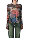 Our Legacy Super Slim Long Sleeve Printed Mesh Top In Solar Print