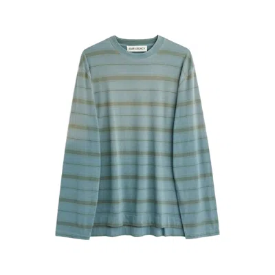 Our Legacy Mens Spray Fade Ghost Stripe Striped Boxy-fit Long-sleeve Cotton-shirt In Blue