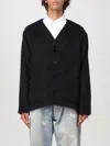 Our Legacy Textured V-neck Cardigan With Button-down Front In Schwarz