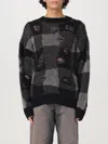 Our Legacy Patchwork Design Black Sweater With Round Neckline In Schwarz
