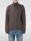 Our Legacy Navigator Polo With High Neck And Textured Ribbed Knit In Brown