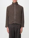 Our Legacy Textured Fabric Long Sleeve High Collar Cardigan In Brown