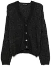 Our Legacy Textured V-neck Cardigan With Button-down Front In Pepe Nero