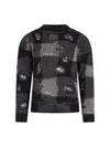 Our Legacy Patchwork Design Black Sweater With Round Neckline In Black