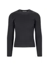 Our Legacy Slim Fit Long Sleeve Ribbed Crew Sweater In Black