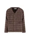 Our Legacy Checked Brushed-knit Cardigan In Brown