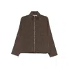 Our Legacy Textured Fabric Long Sleeve High Collar Cardigan In Animal Print