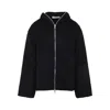 Our Legacy Textured Full Zip Hood Sweatshirt With Cozy Hood In Black