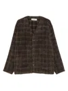 Our Legacy Embroidered Wool Blend V-neck Cardigan With Front Pockets In Brown