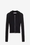 Our Legacy Hooded Zip-up Knit Sweater With Ribbed Details In Black