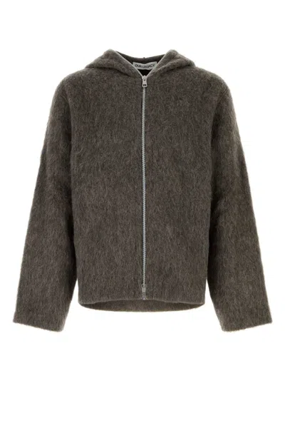 Our Legacy Wool Blend Oversized Hooded Long Sleeve Cardigan In Brown