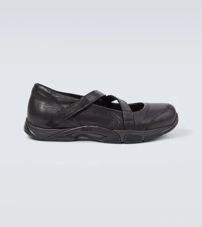 Our Legacy Leather Sneakers With Rounded Toe In Black