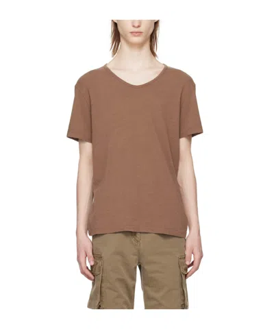 Our Legacy T-shirt With Round Neck And Short Sleeves In Brown