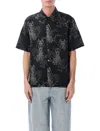 Our Legacy Mens Death Paisley Print Graphic-print Short-sleeve Cotton And Linen Shirt In Black