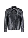 Our Legacy Tailored Leather Jacket With Classic Collar And Front Zip Closure In Black